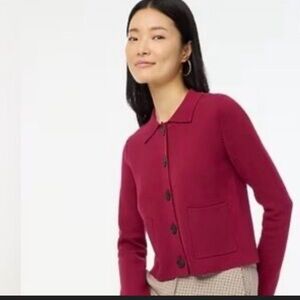 Jcrew Chic Wine-Red Button-Up Cardigan